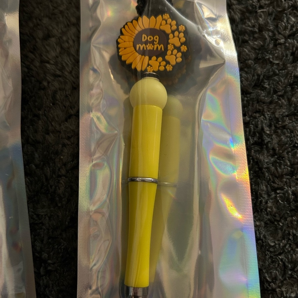 Hand Crafted Yellow Floral Dog Mom Pen